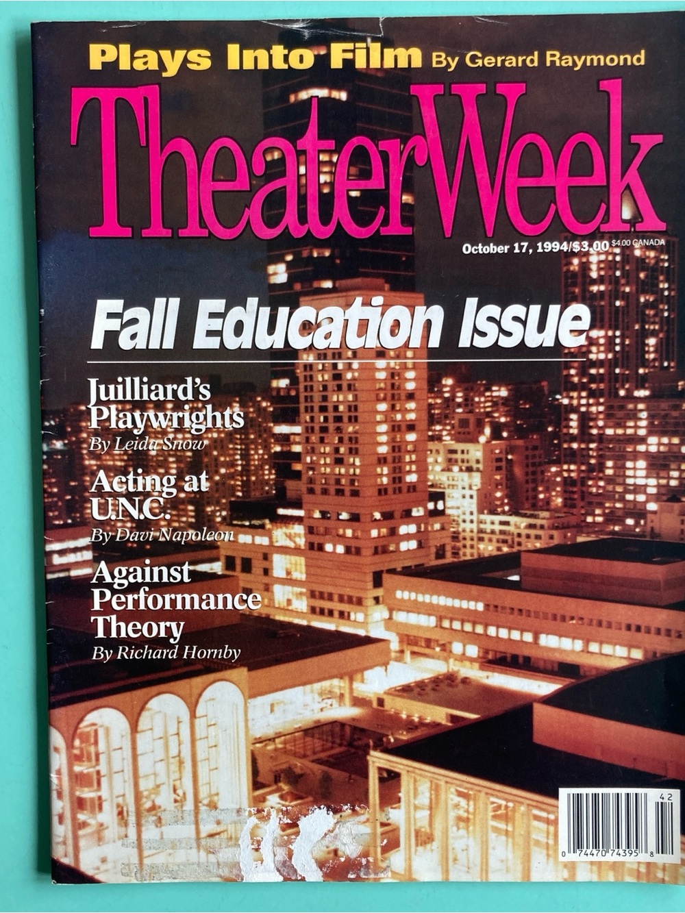Fall Education Issue - Juilliard Theater Week Magazine  October 17 1994 Residue